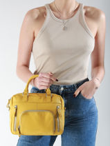 Cross Body Tas Baby Macy Leder Nat et nin Geel vintage BABYMACY-vue-porte